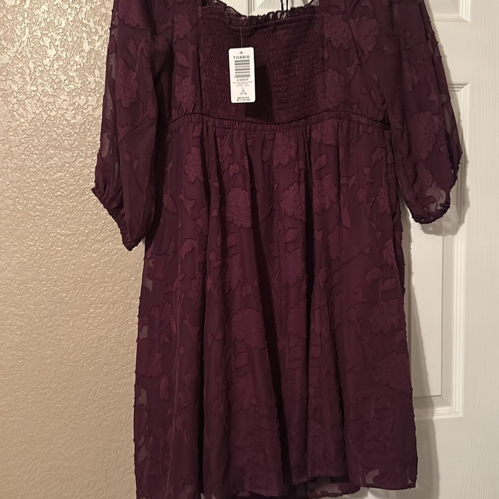 NWT Torrid Burgundy Lace Dress - Picture 5 of 5
